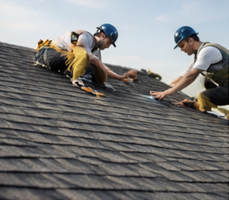 Roofers working on a residential roof